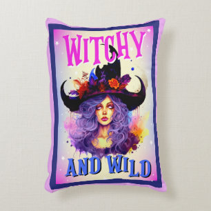 Retro Niedlich Lila Witchy Halloween Dekokissen