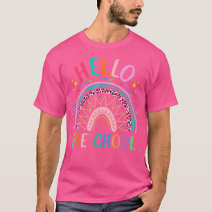 Retro Niedlich Rainbow Hallo Vorschule Happy Back  T-Shirt