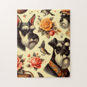 Retro Niedlich Schnauzer Illustration Puzzle