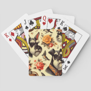 Retro Niedlich Schnauzer Illustration Spielkarten