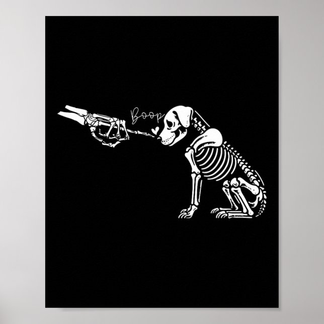Retro Niedlich Skeleton Hand Boop Dog Funny Hallow Poster (Vorne)