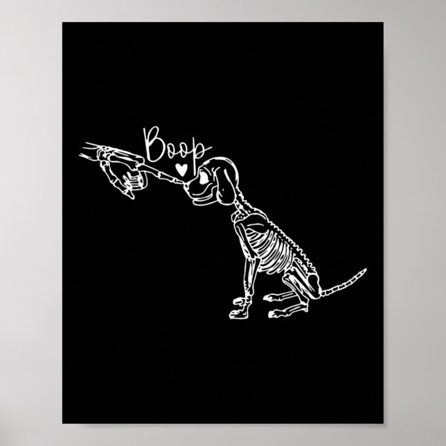 Retro Niedlich Skeleton Hand Boop Dog Funny Hallow Poster (Vorne)