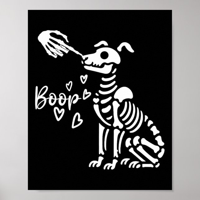 Retro Niedlich Skeleton Hand Boop Dog Funny Hallow Poster (Vorne)