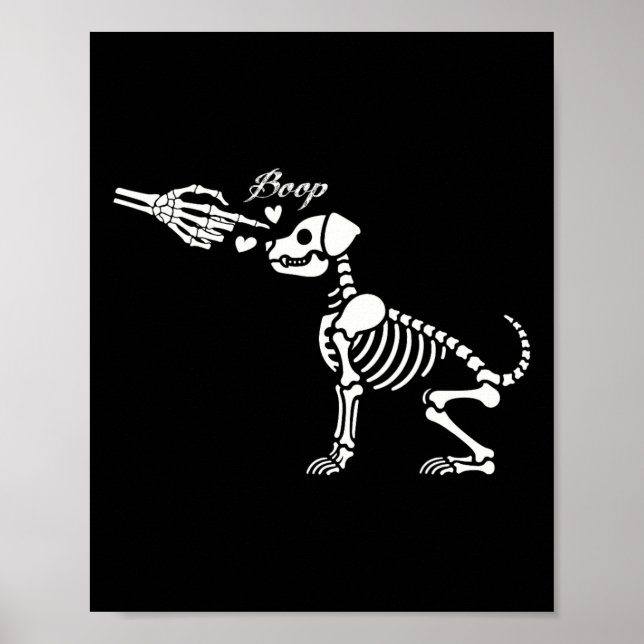 Retro Niedlich Skeleton Hand Boop Dog Funny Hallow Poster (Vorne)