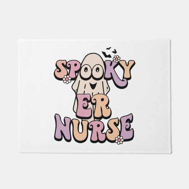 Retro Niedlich Spooky ER Nurse Halloween Fußmatte (Vorderseite)