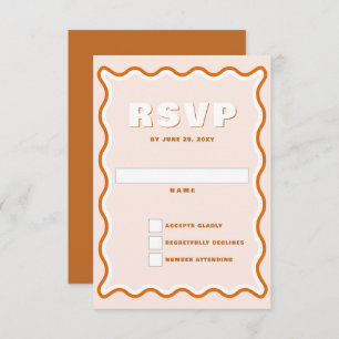 Retro Niedlich Squiggle Wavy Curve Terracotta Wedd RSVP Karte