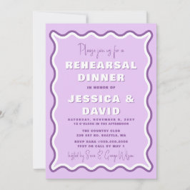 Retro Niedlich Wavy Lila Foto Probe Abendessen Einladung