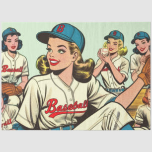 Retro Niedliche Baseball Girls Comic Seidenpapier