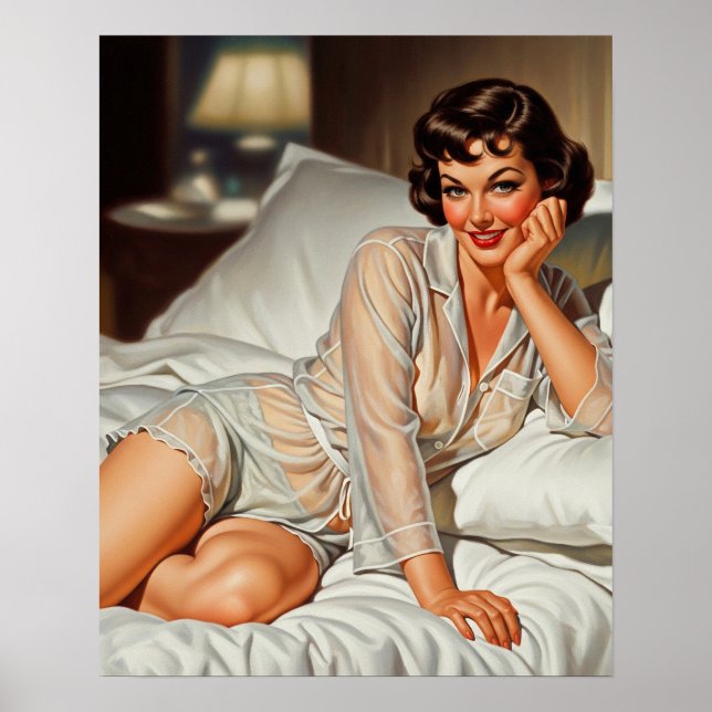 Retro Niedliche Frau '50 Button-up Poster (Vorne)