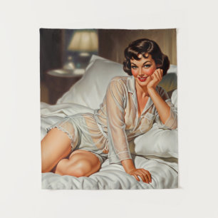 Retro Niedliche Frau '50 Button-up Wandteppich