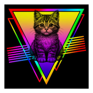 Retro Niedliche Katze Poster