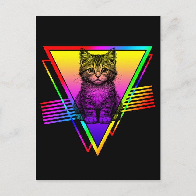 Retro Niedliche Katze Postkarte (Vorderseite)