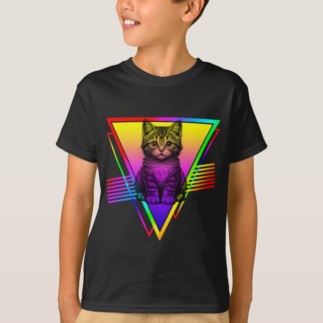 Retro Niedliche Katze T-Shirt (Vorderseite)