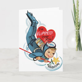 Retro Niedliche Scuba Diver Valentine Card Feiertagskarte