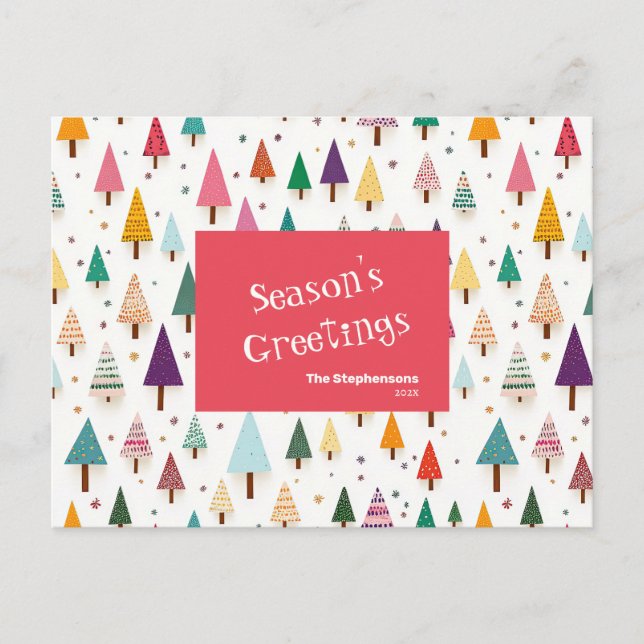 Retro Niedliche Weihnachtsbaumen Post Card Feiertagspostkarte (Vorderseite)