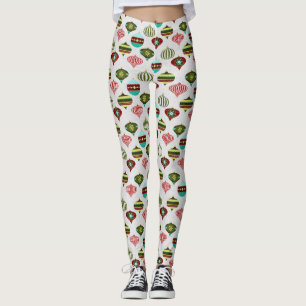 Retro niedlicher Weihnachtsbaum verziert Feiertag Leggings