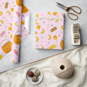Retro Niedliches Halloween-Party rosa Geschenkpapier