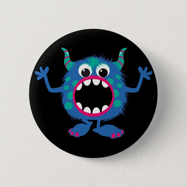 Retro niedliches Monster Button (Vorderseite)
