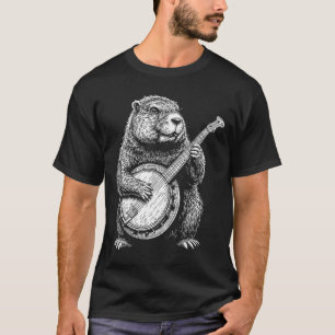 Retro niedliches Waldmurmeltier spielt Banjo I T-Shirt