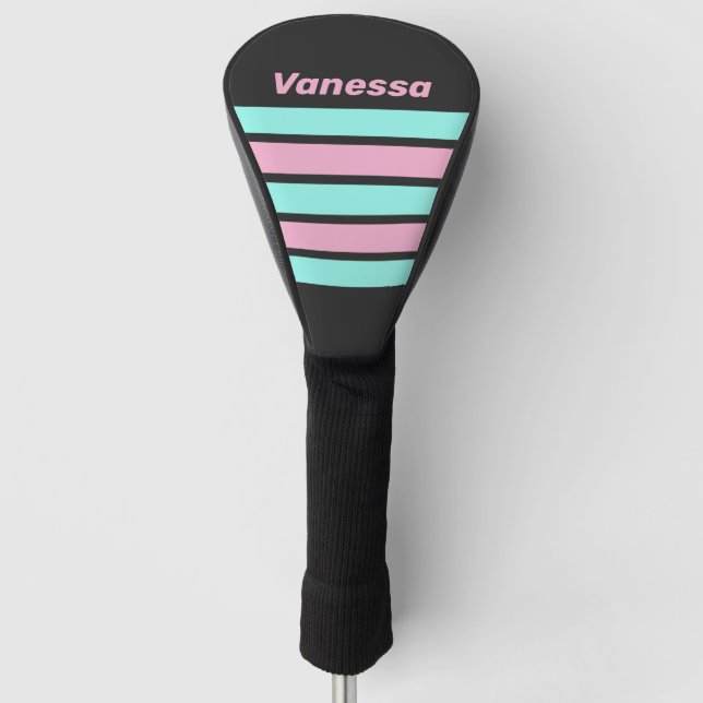 Retro Night Prism Across Striping with Name Golf Headcover (Vorderseite)