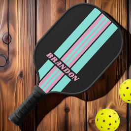 Retro Night Prism Kundgebung Streifen mit Namen Pickleball Schläger