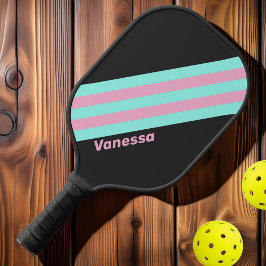Retro Night Prism Streifen mit Namen Pickleball Schläger