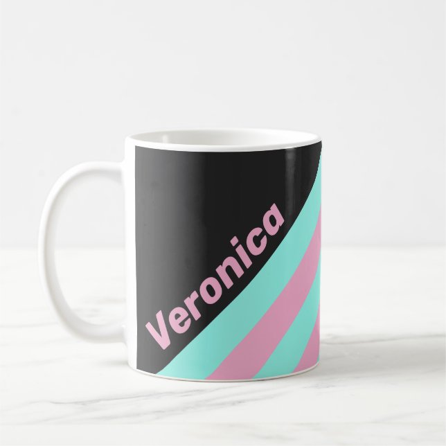 Retro Night Prism Stripes with Name Kaffeetasse (Links)
