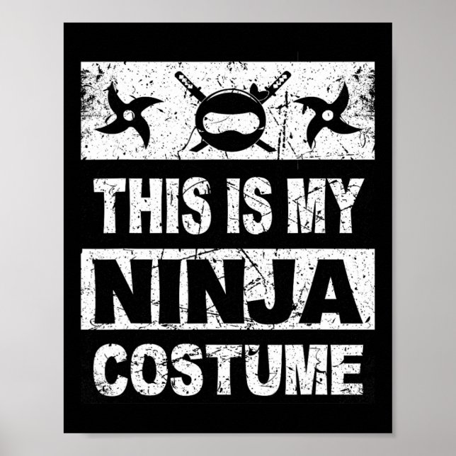 Retro Ninja Kostüm Halloween für junge Kinder Männ Poster (Vorne)