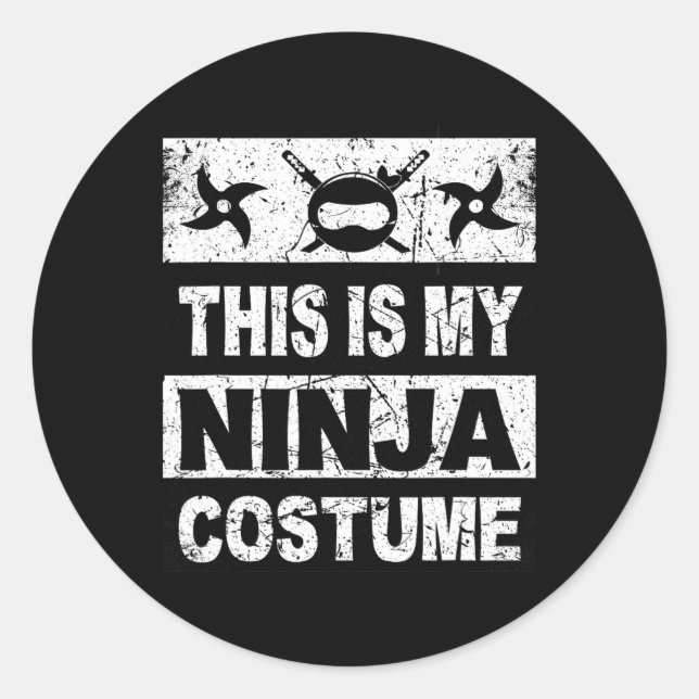 Retro Ninja Kostüm Halloween für junge Kinder Männ Runder Aufkleber (Vorderseite)