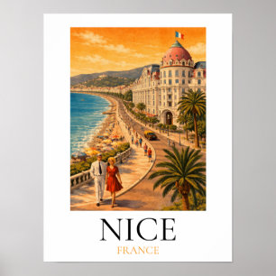 Retro Nizza Côte d’Azur Promenade des Anglais Blic Poster