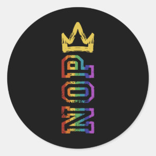 Retro No Kings Nope Protest Signatur-Shirt für Män Runder Aufkleber