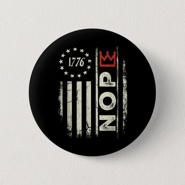 Retro No Kings Protestschild Vertikale amerikanisc Button (Vorderseite)