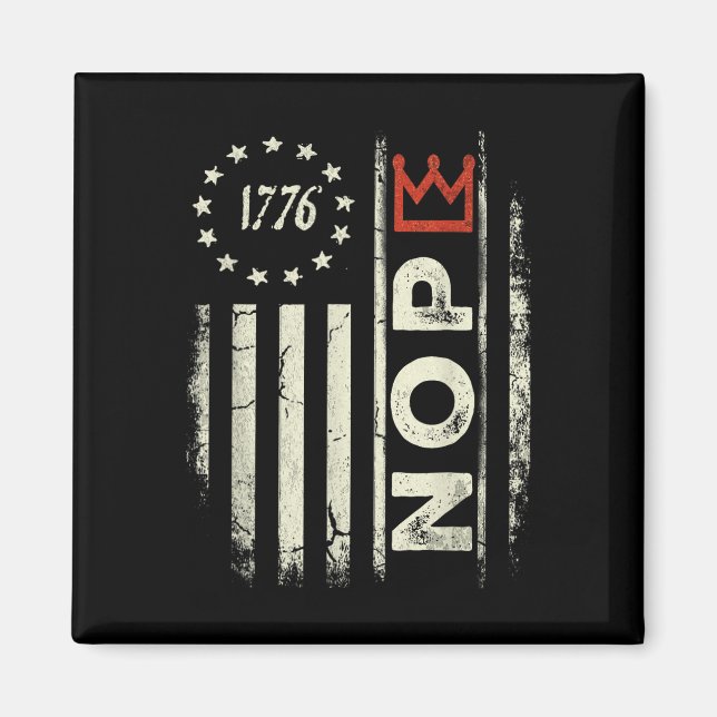 Retro No Kings Protestschild Vertikale amerikanisc Magnet (Vorne)