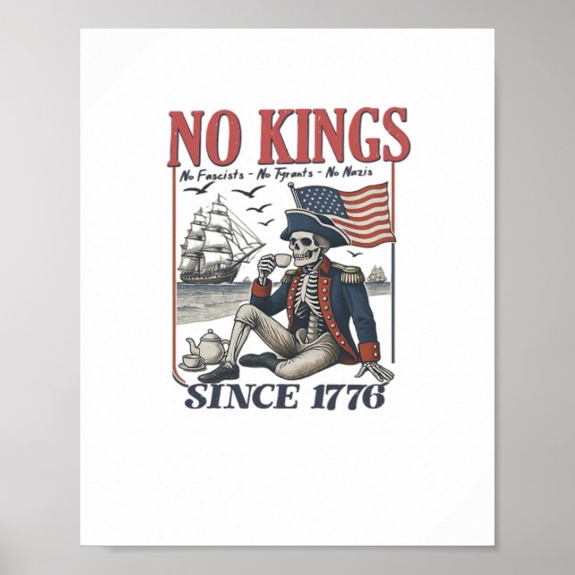 Retro No Kings Since 1776 Könige zurückweisend Kla Poster (Vorne)