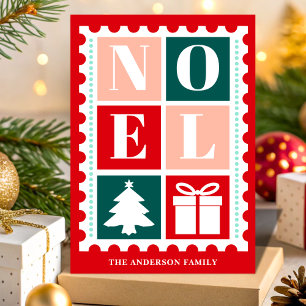 Retro Noel Weihnachtspoststempel Feiertagskarte