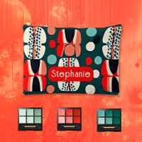 Retro Nordic Muster auf Deep Green Accessory Bag