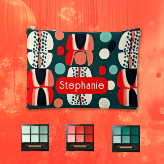 Retro Nordic Muster auf Deep Green Accessory Bag Zubehörtasche