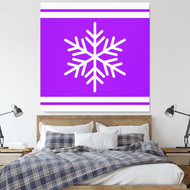 Retro Nordic Snowflake Lila Streifen Leinwanddruck (Insitu (Schlafzimmer))
