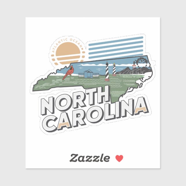 Retro North Carolina Staat Car Sticker (Blatt)