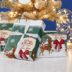 Retro North Pole Rentier Weihnachtskunst oder Geschenkpapier