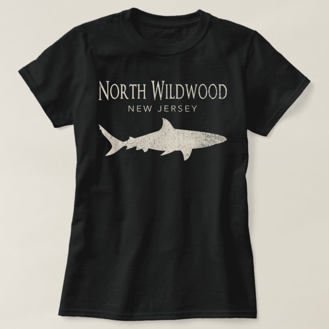 Retro North Wildwood NJ Shark T-Shirt (Design vorne)
