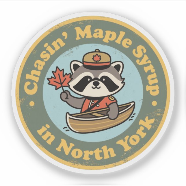 Retro North York Raccoon Canoe Aufkleber (Vorderseite)