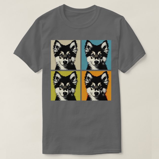 Retro Norwegisch Elkhound Art Niedlich Puppy T-Shirt (Design vorne)