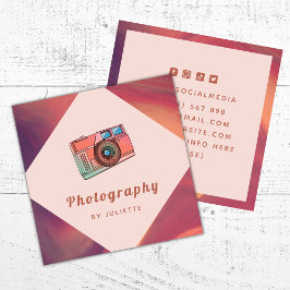Retro Nostalgic Camera Fotograf Vintag Sunset Quadratische Visitenkarte