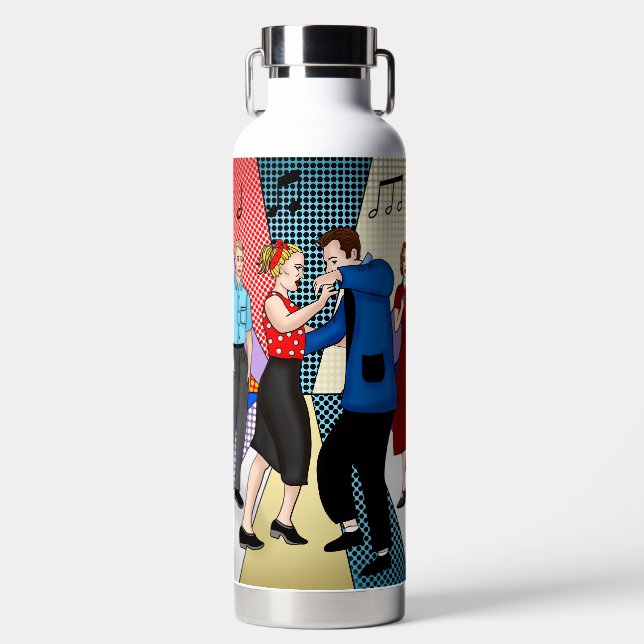 Retro Nostalgic Couple Dancing Stainless St. Trinkflasche (Vorderseite)