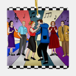 Retro Nostalgic Couple Dancing Weihnachten der 195 Keramikornament