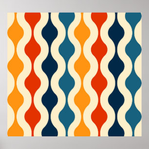 Retro nostalgisch, farbenfroh, nahtlos Hintergrund Poster