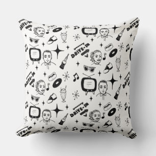Retro Nostalgische Graphics Black and White aus de Kissen
