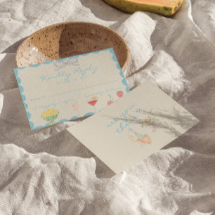 Retro Nouveau Art Handgezeichnete Aquarell-Hochzei RSVP Karte