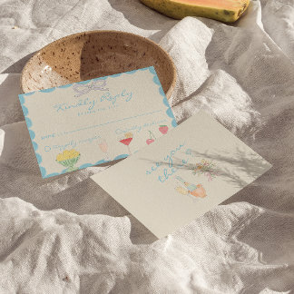 Retro Nouveau Art Handgezeichnete Aquarell-Hochzei RSVP Karte